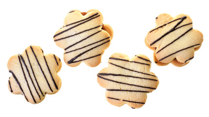 Cookies sandwich with chocolate and custard isolated