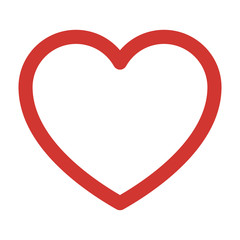 Red and white heart on white background