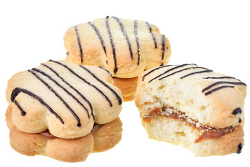 Cookies sandwich with chocolate and custard isolated