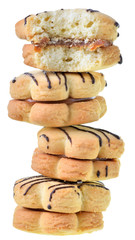 Cookies sandwich with chocolate and custard isolated