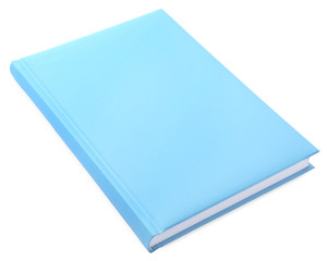 Stylish light blue notebook isolated on white