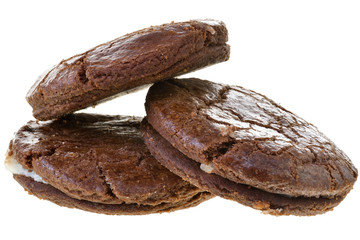 Appetizing chocolate chip cookies isolated