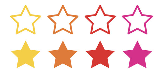 Set of Colorful Stars - Pink, Red, Orange, Yellow