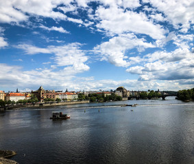 Fototapeta na wymiar close up view of the Vltava river 