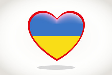 Fototapeta premium Ukraine Flag in Heart Shape. Heart 3d Flag of Ukraine, Ukraine flag template design.