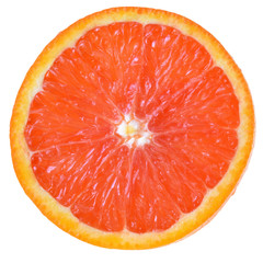 Blood orange cut close-up isolated