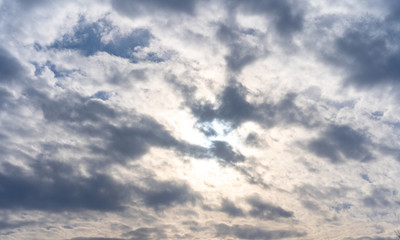 Blue sky with clouds and sun