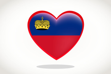 Liechtenstein Flag in Heart Shape. Heart 3d Flag of Liechtenstein, Liechtenstein flag template design.