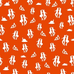 Retro seamless pattern with dancing jazz ethnic people. Couple of lovers. Vector illustration