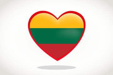 Fototapeta premium Lithuania Flag in Heart Shape. Heart 3d Flag of Lithuania, Lithuania flag template design.