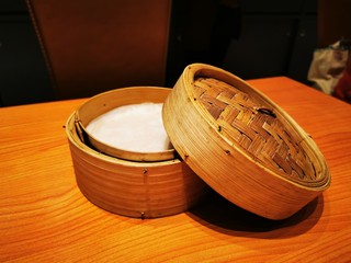 the traditioan chinese homemade Peking duck skin crispy with flour wrap on the table for dinner meal gourmet restaurant