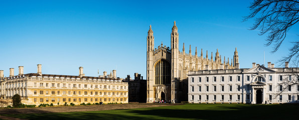 Panoramic view of the historic buildings in Cambridge, UK