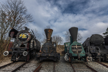sammlung von alter dampflokomotiven