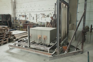 Foam concrete blocks production. Lightweight construction brick. Lightweight foamed gypsum block.