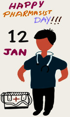 Pharmcists day special concept.happy pharmacists day.12 janyary.illustrator