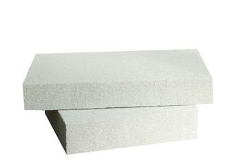 Lightweight construction brick isolated on white. Lightweight foamed gypsum block isolated on white.