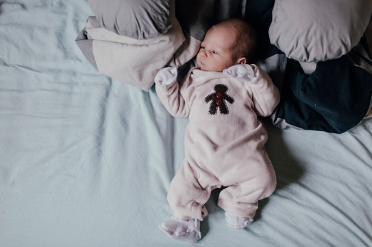 Newborn And Pillow For Feeding