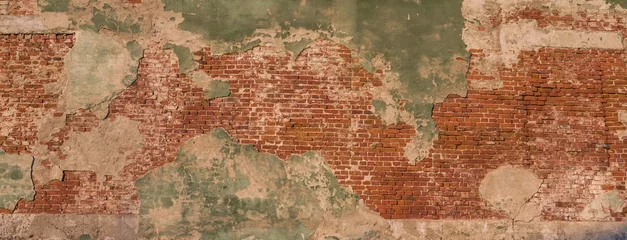Foto op Plexiglas Verweerde muur oude grunge bakstenen muur abstracte achtergrond
