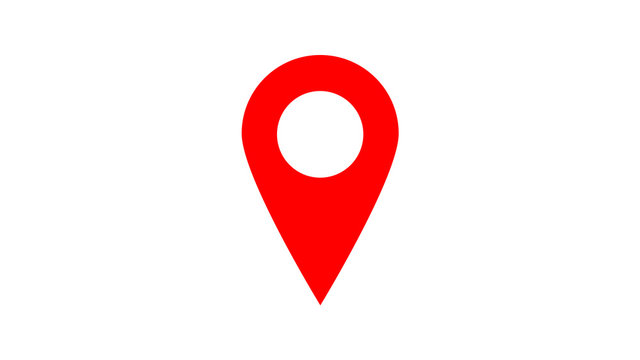  icon search map, map pointer in red color.