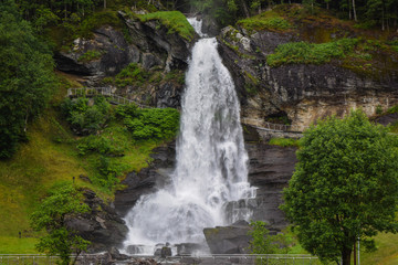 Fototapeta na wymiar Steinsdalsfossen waterfall in Norway.