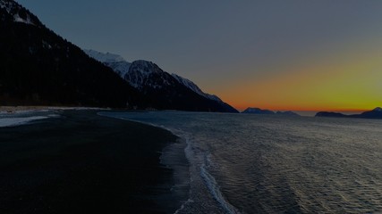 Fototapeta na wymiar Winter views of Resurrection Bay, Alaska 