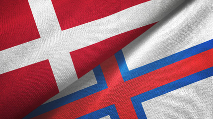 Denmark and Faroe Islands two flags textile cloth, fabric texture