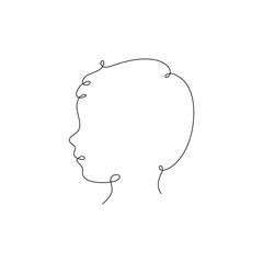 One line child head design silhouette.Hand drawn minimalism style vector illustration