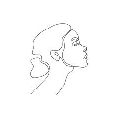 One line woman head design silhouette.Hand drawn minimalism style vector illustration