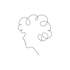 One line woman head design silhouette.Hand drawn minimalism style vector illustration