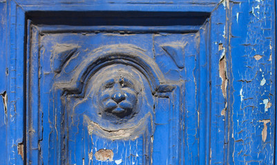 blue wooden door - 314746376