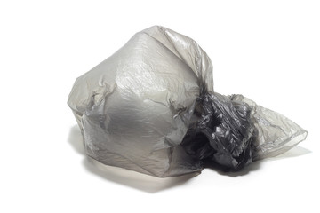 crumpled plastic bag on a white isolated background