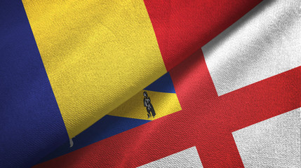 Romania and Herm two flags textile cloth, fabric texture