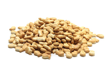 little crackers in the form of fish on white isolated background