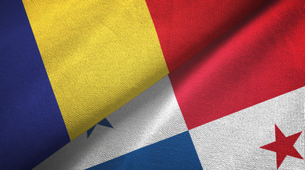 Romania and Panama two flags textile cloth, fabric texture