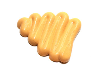 fresh mustard sauce on white isolated background