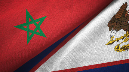Morocco and American Samoa two flags textile cloth, fabric texture