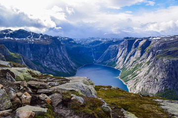 Fototapeta na wymiar Hiking Trip to Trolltunga, Norway.