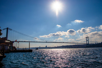 Fototapeta premium The view of Bosphorus Bridge (or 15 July Martyrs Bridge)