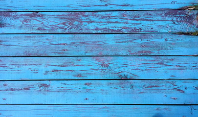 Obraz premium Old wooden background - old wooden Board painted in blue color