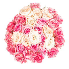 Bouquet of bright roses top view - 314752349