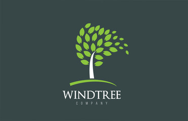 Tree logo design with leafs icon template elements company business