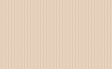 Realistic knit texture. Knitted beige background. Seamless pattern. Endless texture for design, background, fabric print, surface texture, wrapping paper, web page backdrop, wallpaper, winter design