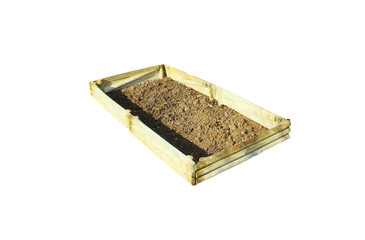 carré potager en bois isolé sur fond blanc