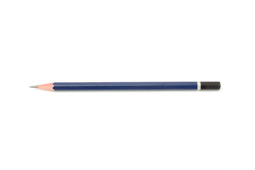 Blue pencil isolated on a white background