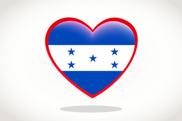 Honduras Flag in Heart Shape. Heart 3d Flag of Honduras, Honduras flag template design.