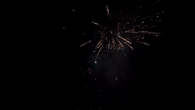 bright fireworks explode in the dark night sky.holiday background
