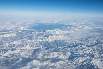 Fototapeta na wymiar Lake Tahoe from airplane