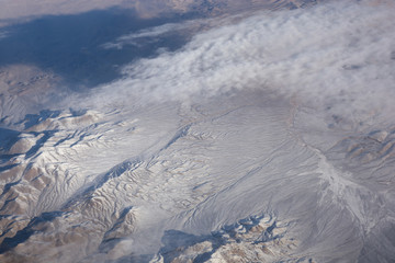 Desert lands of Nevada viewed from airplane