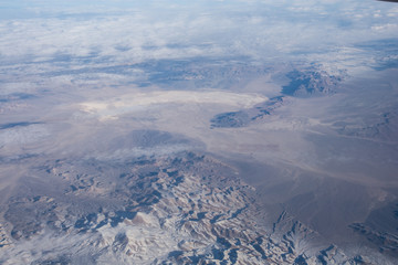 Desert lands of Nevada viewed from airplane
