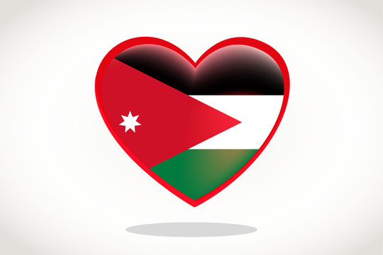 Jordan Flag in Heart Shape. Heart 3d Flag of Jordan, Jordan flag template design. - Powered by Adobe